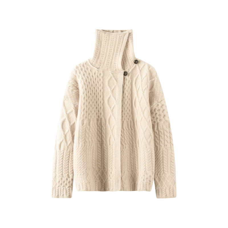 French High-End 100% Pure Cashmere Cape, Large Shawl for Women, Autumn and Winter Warm Double-Sided Knitted Cashmere Cardigan Outerwear