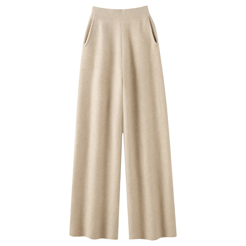 100% Pure Cashmere Pants for Women, Wide-Leg Pants for Outer Wear, High-Waisted, Thickened, Warm Cashmere Knitted Casual Straight-Leg Long Pants 100% Pure Cashmere Pants for Women, Wide-Leg Pants for Outer Wear, High-Waisted, Thickened, Warm Cashmere Knitted Casual Straight-Leg Long Pants