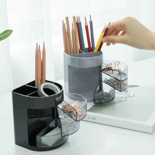 Держатель для ручек, настольная универсальная вместительная и большая коробка для хранения, крутящийся модный акриловый дизайнерский пенал для школьников и студентов для ящиков, тренд сезона