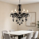 Fashionable European-Style Retro Candle Crystal Chandelier Living Room Dining Room Bedroom High-End Decorative Lighting Black Glass Chandelier