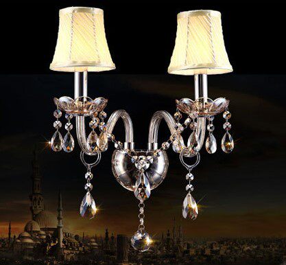 European Candle Crystal Lamp Wall Lamp Living Room Bedroom Bedside Aisle Hotel Engineering Crystal Wall Lamp Modern Simple