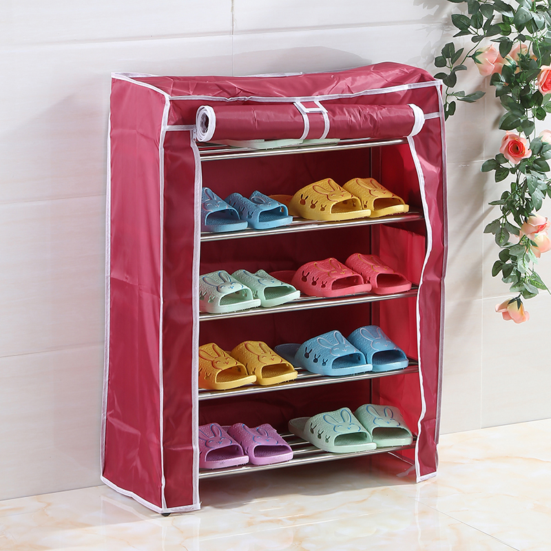 Multilayer stainless steel shoe rack Easy home Shoe shelf Economy Type sleeping room multifunction oxford cloth Dust Rack-Taobao