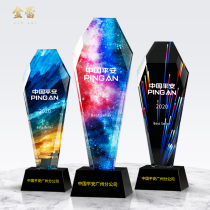 Color crystal trophy custom creative picture photo custom Excellent employee award Company annual meeting lettering production