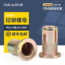 Color zinc pull rivet nut flat head straight grain large countersunk head small countersunk head thin rivet nut M3M4M5M6M8M10M12