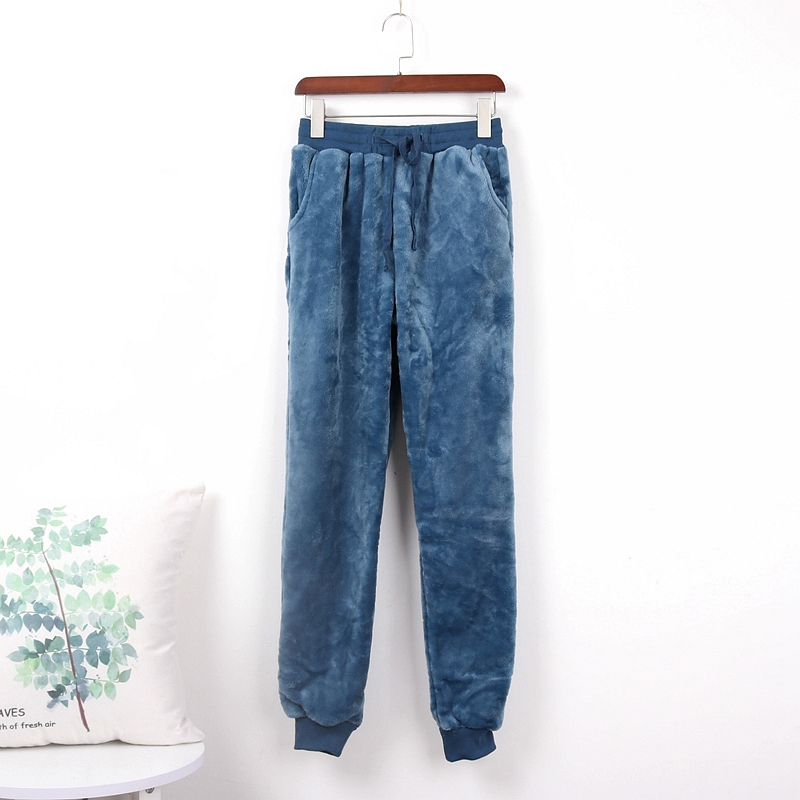 Flannel couple quần ngủ nam và nữ mùa thu đông dày cộng với nhung ấm chân gần quần san hô lông cừu nhà quần quần short nữ