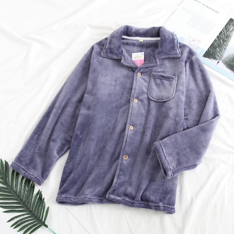 Đồ ngủ nam đơn mảnh flannel ngọn mùa thu và mùa đông kích thước lớn lỏng lẻo của nam cộng với nhung ấm san hô lông cừu dịch vụ nhà shop thời trang nữ