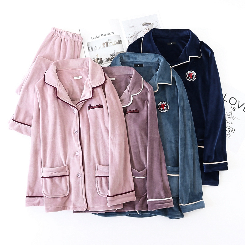 Island velvet pyjamas woman spring and autumn velvet thickened flannel coral suede home for men's winter lovers fever sweatpants