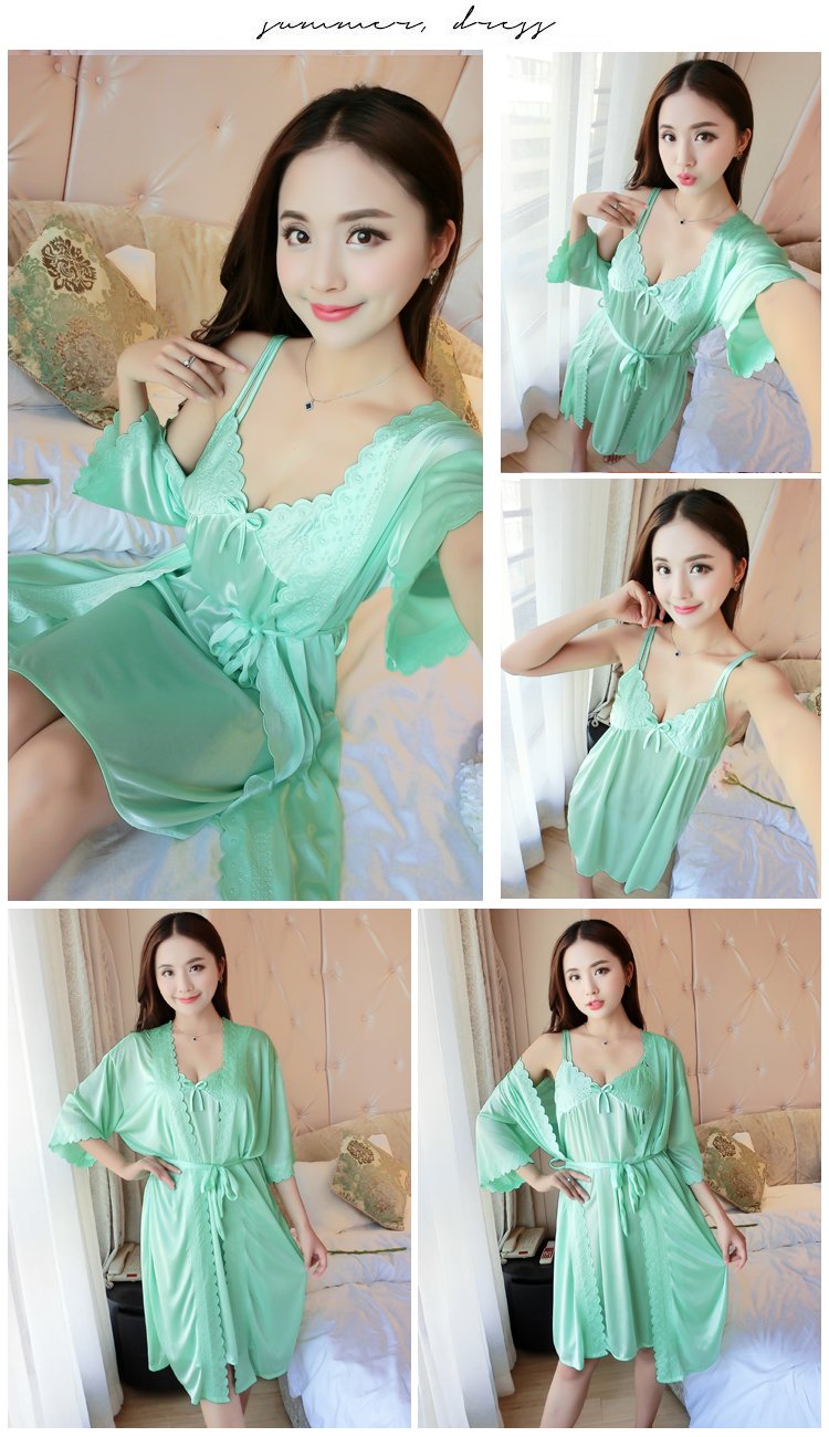 Phụ nữ mùa hè sling 200 kg lụa lỏng chất béo MM XL băng lụa mùa hè nightdress đồ ngủ set 5XL