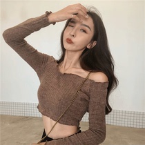 Spring and Autumn 2021 New Korean version of sexy tight base shirt long sleeve T-shirt women super fire jacket short clothes