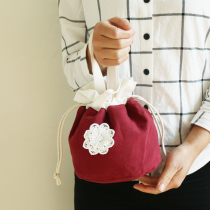 Day Department Little Fresh Handbags Lady Flax Buckets Bag Lace Flowers Handbag Original Buds