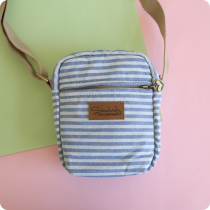 ins stripe diagonal satchel small square bag girl little fresh cloth bag single shoulder original cloth art girl bag student mobile phone bag