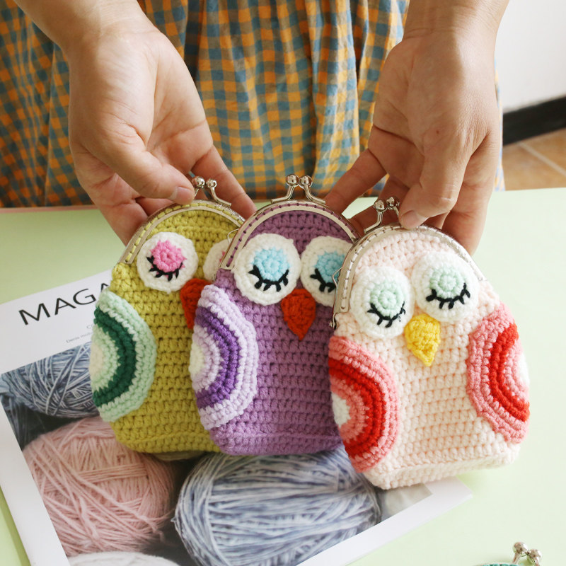 Creative Cartoon Knit Zero Wallet Pure Handmade Wool Thread Gift Packet Girl Cute Mouth Red Packet Summer 100 lap