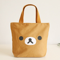 Summer cartoon canvas handbag ladies cute small cloth bag loose bear handbag student tool bag