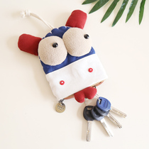 Three-color patch multi-function pull key bag Korea cute change bag mini small bag fabric cartoon coin purse