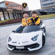  Lamborghini childrens electric car four-wheeled two-seater car can sit on the toy car Childrens remote control baby stroller