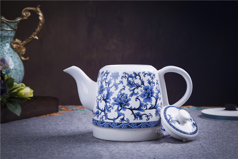 ấm sắc thuốc Jingdezhen Ấm đun nước bằng điện gốm gia dụng Tự động Tắt nguồn Chống cháy sứ Ấm siêu tốc Ấm sứ lớn màu xanh và trắng ấm nấu nước