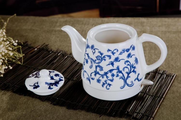 ấm sắc thuốc Jingdezhen Ấm đun nước bằng điện gốm gia dụng Tự động Tắt nguồn Chống cháy sứ Ấm siêu tốc Ấm sứ lớn màu xanh và trắng ấm nấu nước