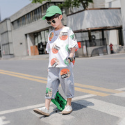 Handsome Boy Set Summer Outfit 2020 Yangqi Boy Hai mảnh Set 6-789 Kids Trend Summer Tính cách Kids 5.