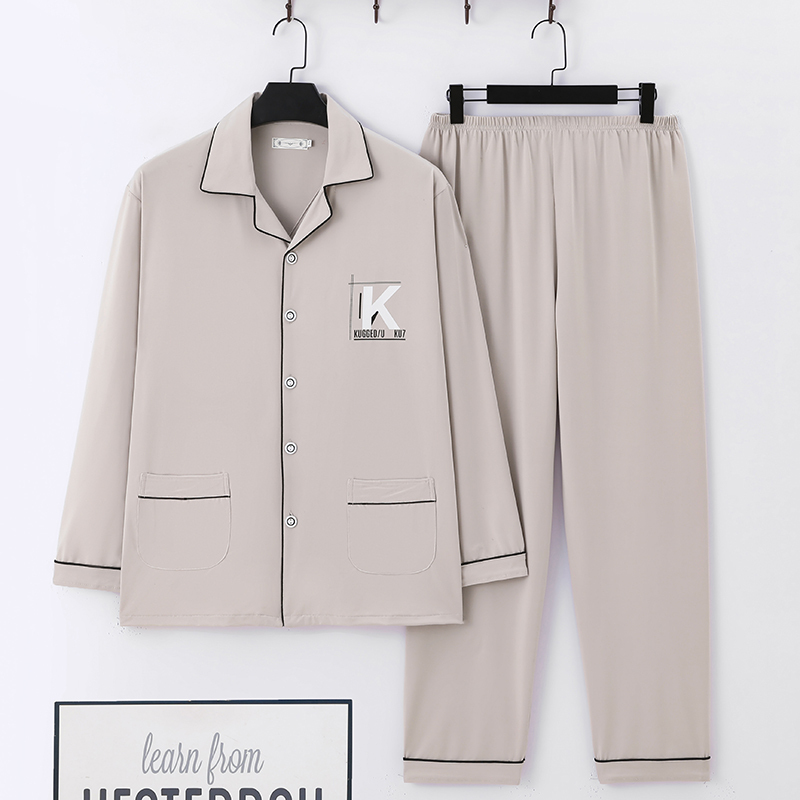 Jieyang Men's Pajamas, High-End Knitted Pure Cotton, Plus Size, Comfortable, 2025 Thin Style, Four-Season Loungewear Set