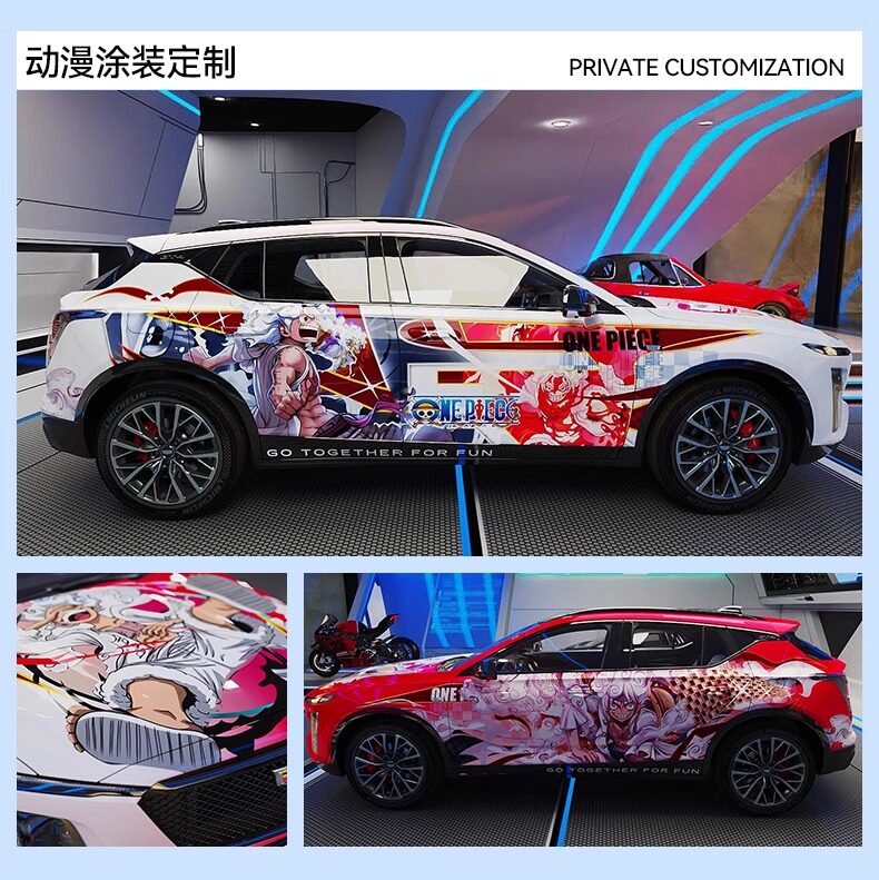 Car Color Change Film, Custom Design Graphic Film, Anime Cartoon Car Body Painting, Decorative Decals, 2D Stickers