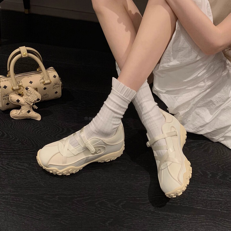 Italy Sanli~ Genuine Leather Breathable Elastic Band Ballet Training Shoes for Women, Summer Thick-Soled Comfortable Casual Sports Sandals