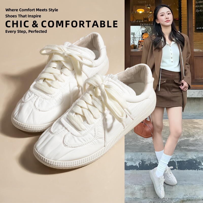 Italy Sanli~ Cloud White Shoes for Women, New Satin Lightweight German Training Shoes, Round-Toe Casual Sneakers for Pregnant Women Italy Sanli~ Cloud White Shoes for Women, New Satin Lightweight German Training Shoes, Round-Toe Casual Sneakers for Pregnant Women