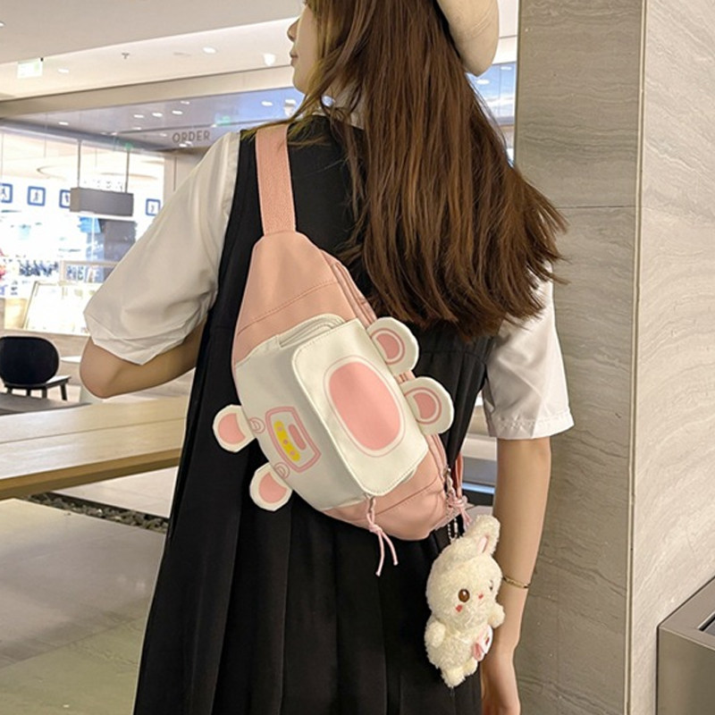 South Korea ulzzang cute girl chest bag personality funny street shooting sports waist bag casual cross-body bag mobile phone bag