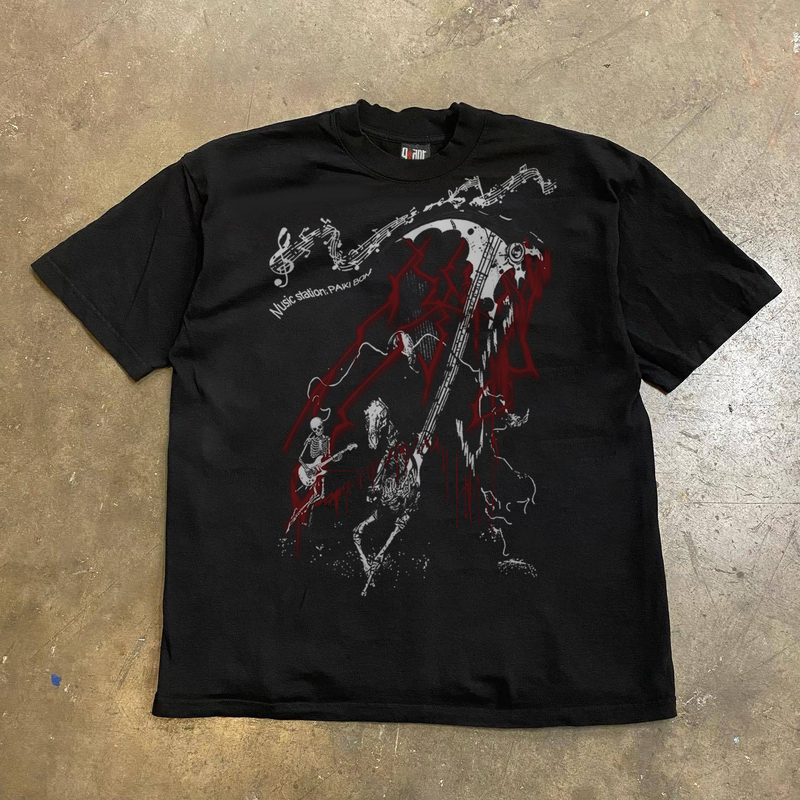 Earn Money to Buy a Sports Car, Pure Cotton 300g Niche Dark Punk Style Short-Sleeved T-Shirt, Subculture American High Street Top