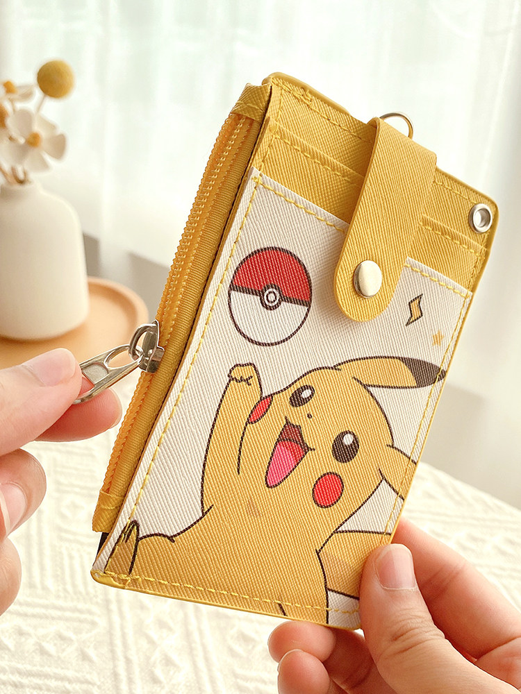 Cartoon Double-Sided Multi-Card Slot Campus Student Meal Card Zipper Neck Card Holder School Id Card Bus Card Id Card with Lanyard