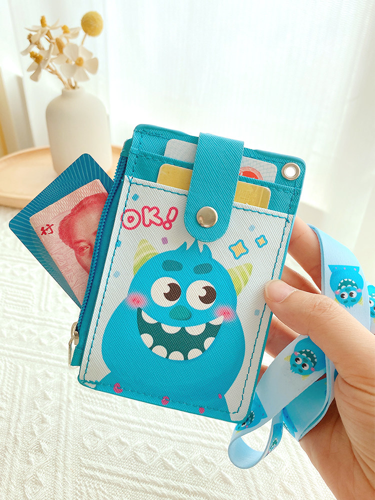 Multi-Card Slot Cartoon Lanyard Student Campus Card Badge Id Card Holder Zipper Coin Lanyard Meal Card Bus Card Holder