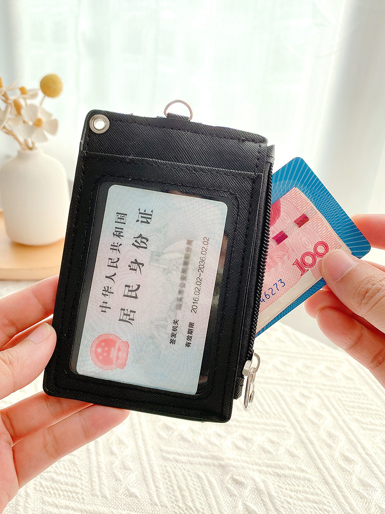 Multi-Card Slot Cartoon Lanyard Student Campus Card Badge Id Card Holder Zipper Coin Lanyard Meal Card Bus Card Holder