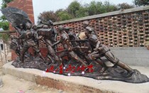 GRP Custom Relief Imitation Bronze Foundry Bronze Sculpture Cement Memorial Red Revolutionary Cultural Army Brigade Subject Matter Decoration