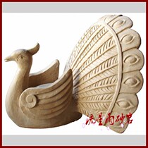 Sandstone relief peacock spray water garden sandstone sculpture glass fiber reinforced plastic Hotel Villa home decoration materials