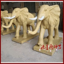 Artificial sandstone relief elephant water spray sandstone glass fiber reinforced plastic sculpture Hotel Villa clubhouse decoration material