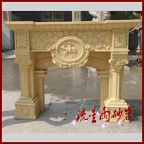 Meteor shower sandstone relief FRP fireplace Roman fireplace European sandstone background wall home decoration material