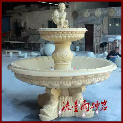 Sand rock relief glass fiber flower bowl Water fountain Sand rock fountain water basin Hotel decoration materials