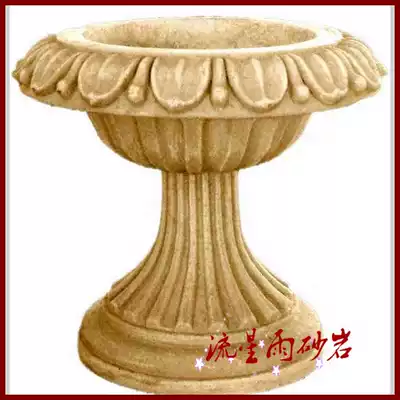 Sandstone relief flower bowl water spray basin Garden Sandstone sculpture Glass fiber glass real estate community villa home improvement materials