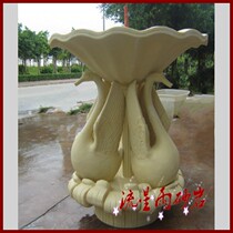 Sandstone relief Swan water spray round sculpture large waterscape sandstone sculpture glass fiber reinforced plastic spray water Spring Hotel Villa materials