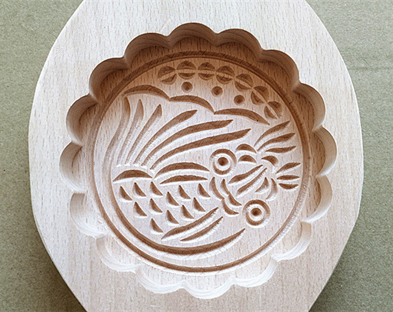 Middle Number Crucian Carp Shaped Home Woody Surface Card Flower steamed bread Steamed Bread and Artisanal Pasta Baking Implements Molds