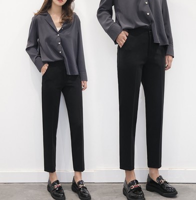 Black Western Dress Pants Woman Spring Summer Student Korean Version Loose Straight Cylinder Wins Tooling Smoke Pipe Pants 90% West Pants Kharen Pants