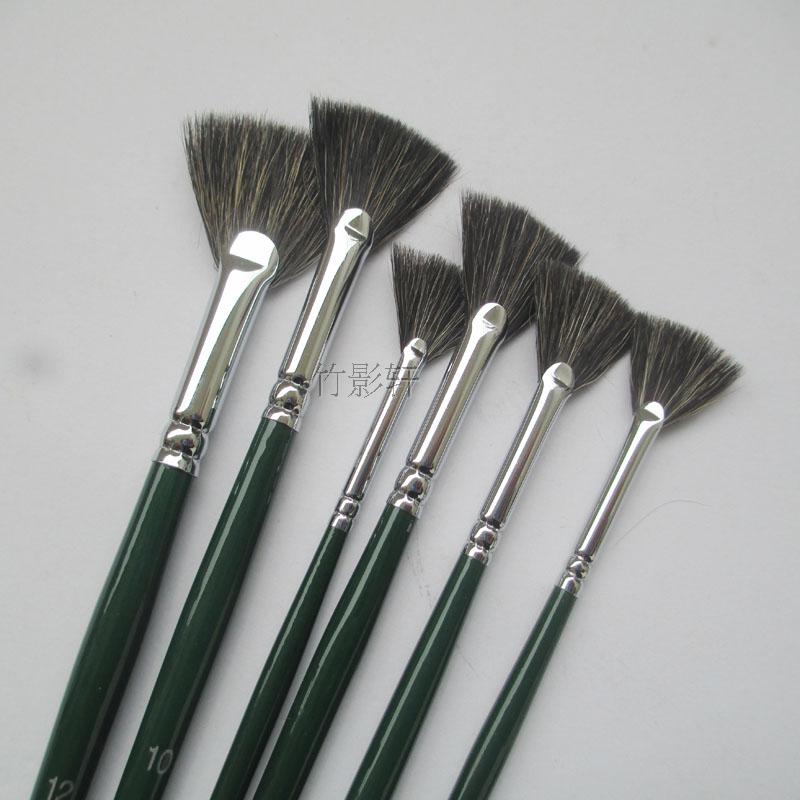 Single raccoon hair fish tail fan brush Watercolor brush Chinese painting dyeing pen Watercolor brush Oil brush