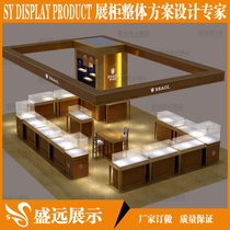 Jewelry display cabinet solid wood display cabinet custom-made wood paint jewelry display cabinet shopping mall glass counter