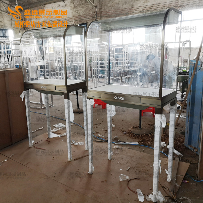 Custom Stainless Steel Round Jewelry Cabinet Jewelry Glass Counter Gold Jade Diamond Radians Jewelry Counter