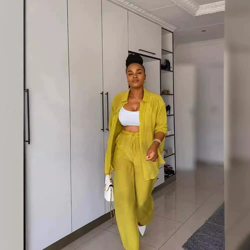 Осенняя рубашка, штаны, комплект, европейский стиль, Amazon, свободный прямой крой, (в наличии на складе)