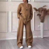 Модные комфортные штаны, комплект, европейский стиль, оверсайз, из хлопка и льна