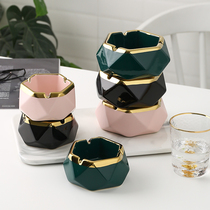 Nordic ceramic light luxury gold household living room in personality decoration office with lid anti - smoke ashtray
