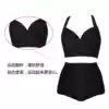 Plus size gathered steel tray rim D big chest hidden meat swimsuit Super skinny black waist bikini Swimsuit