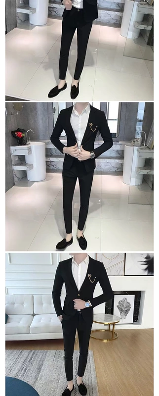 Bộ đồ dài tay mùa đông phù hợp với nam phiên bản Hàn Quốc của bộ đồ hai mảnh tự trồng của hộp đêm nóng bỏng