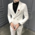 Bộ đồ vest nhỏ nam mỏng mảnh hai mảnh miễn phí hot hai đôi ngực rắn màu thanh đêm áo phông nam Suit phù hợp