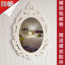 European wall-mounted bathroom mirror Ivory white beauty salon bedside makeup mirror Wall-mounted dresser mirror Wall-mounted full-length mirror